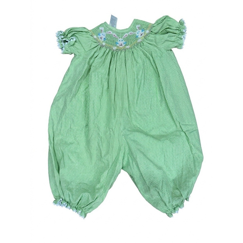Baby Girls Smocked Romper Easter 18 Month Bunny Checkered Toddler